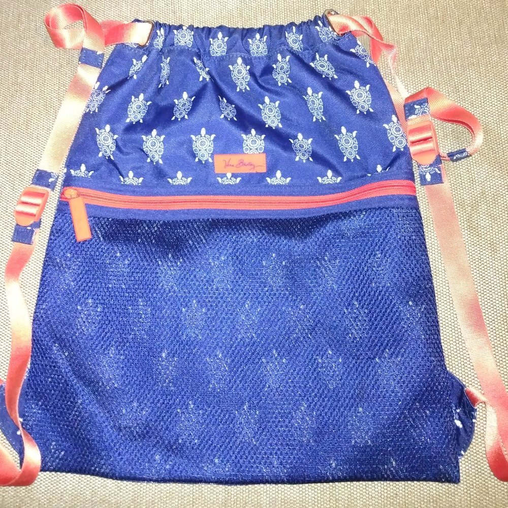 ❤️VERA BRADLEY Navy w/Adjustable Straps Sea Turtles Pattern Tote/Backpack16x13.5
